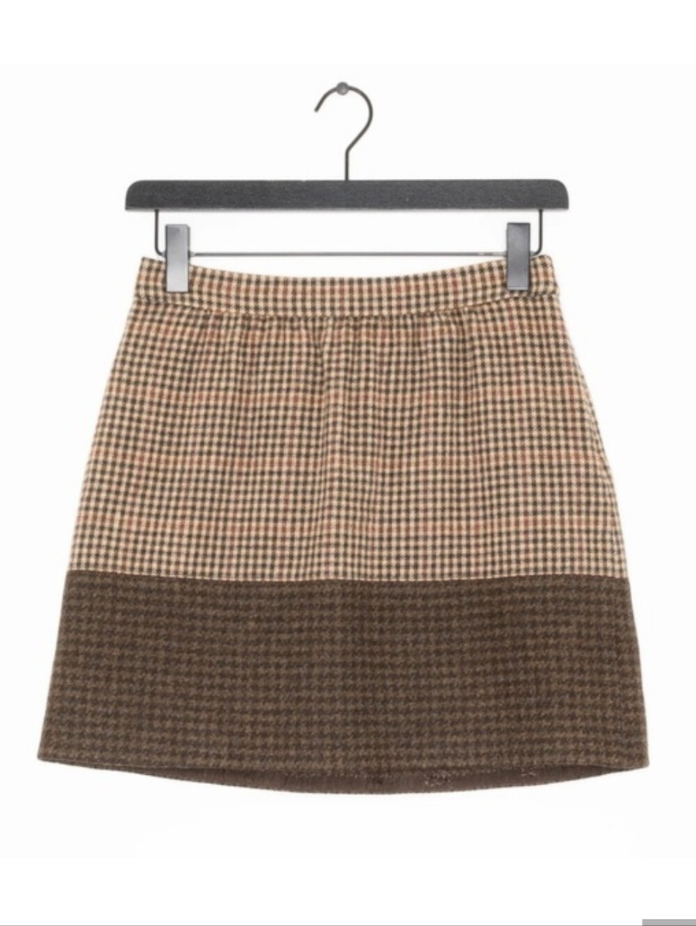J. Crew Two-Tone Brown Houndstooth Mini Skirt Size 2